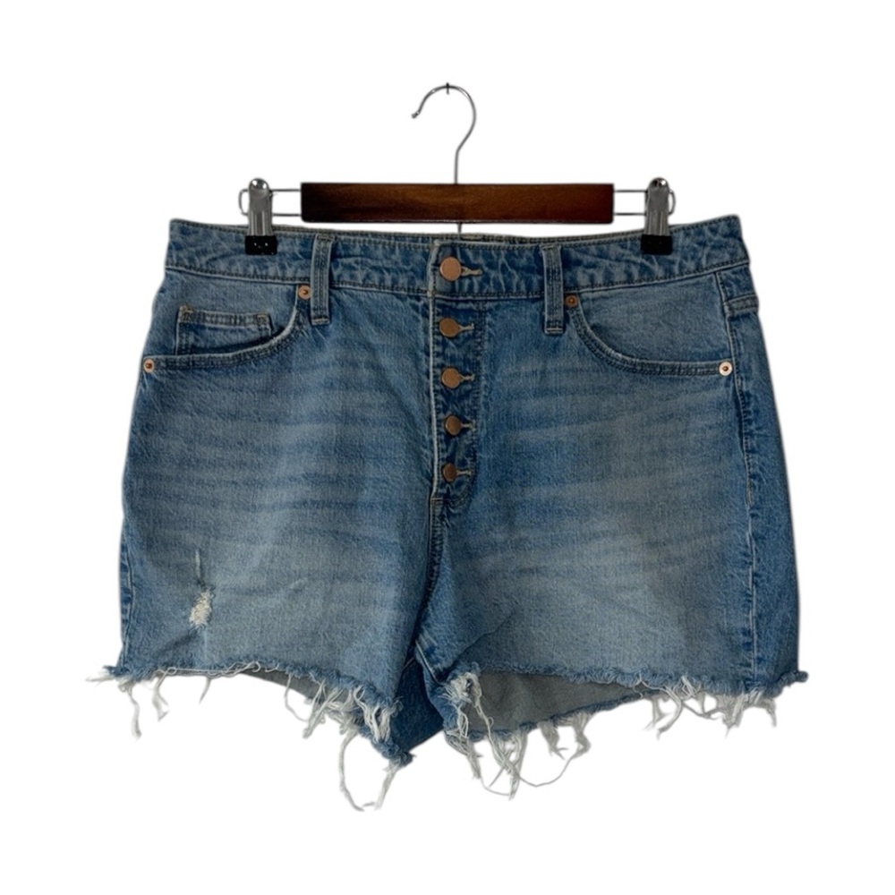 Universal Thread Vintage Midi Denim Jean Shorts Button Fly Blue Womens 10/30R